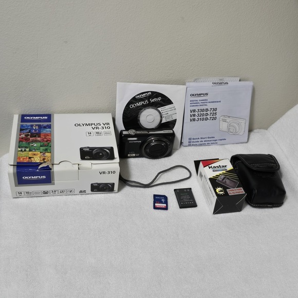 Olympus VR-310 Digital‎ Camera Bundle Black 14MP 10x Zoom Vintage Works
